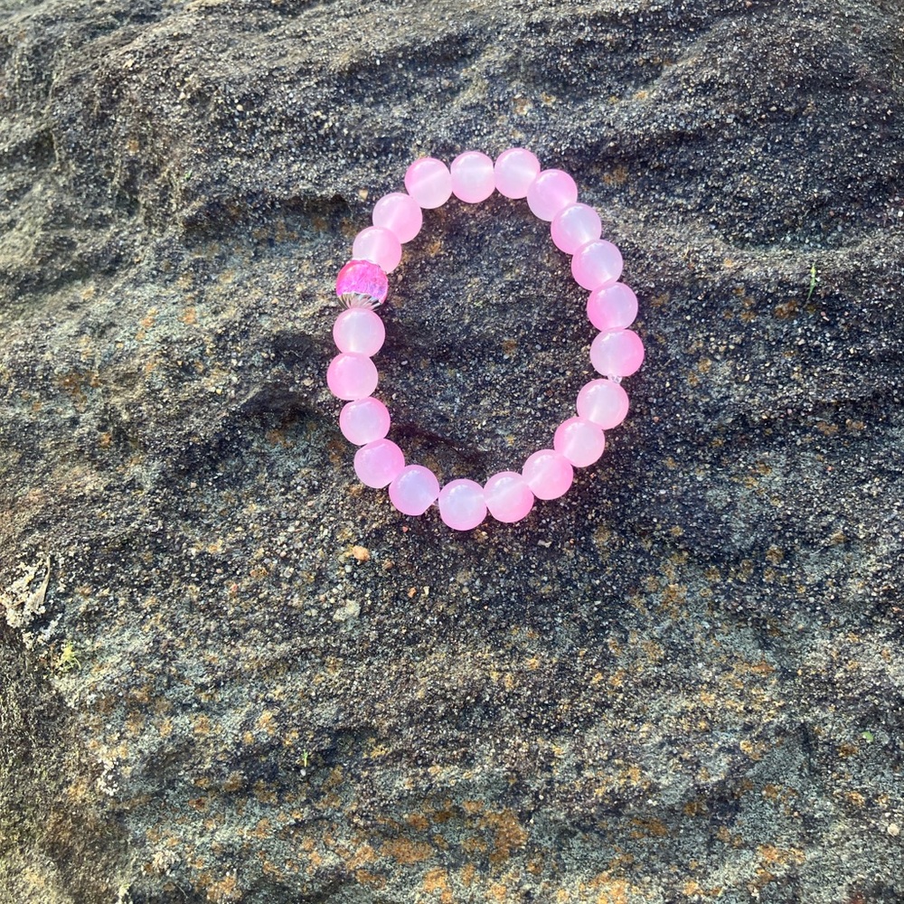 Pink Beaded Stretch Bracelet